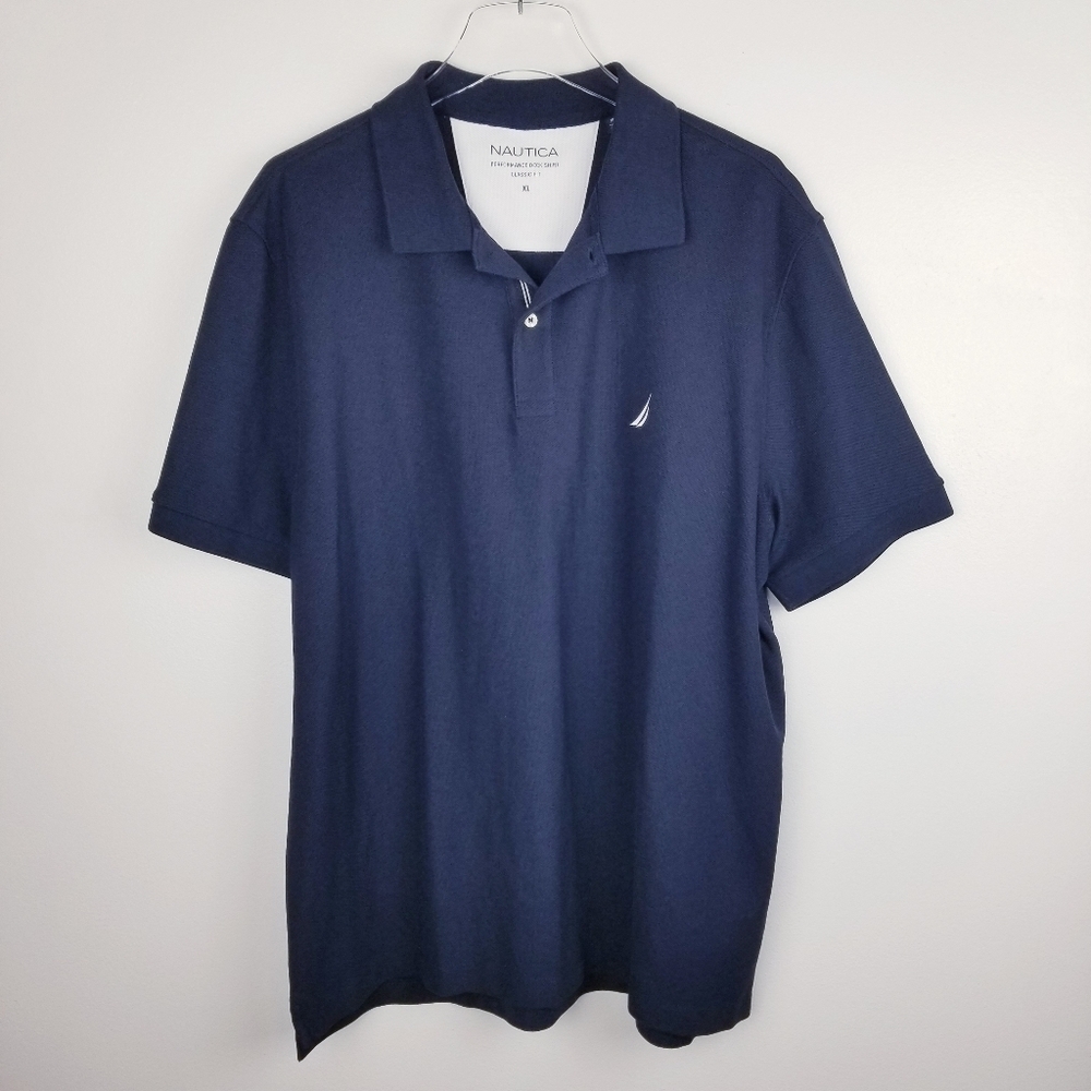Nautica Navy Blue Performance Deck Shirt NWT